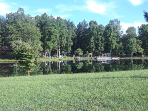 Eastmost view of Indian Rock Lake from Pavilion Green at the Village